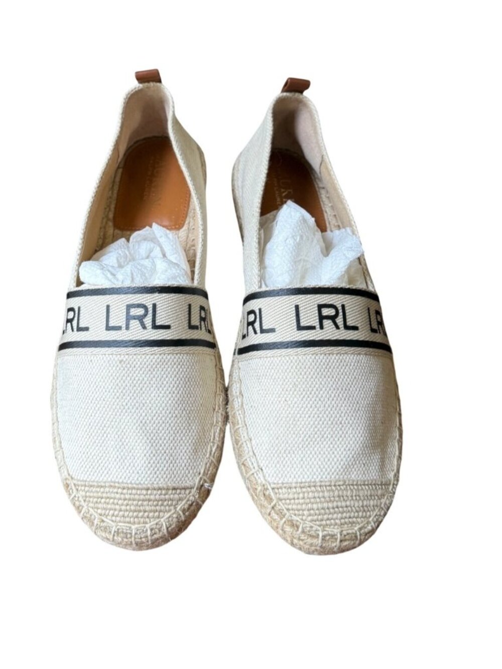 Lauren Ralph Lauren Beige Canvas Espadrilles Slip-On Shoes Size 7.5 - Picture 1 of 9